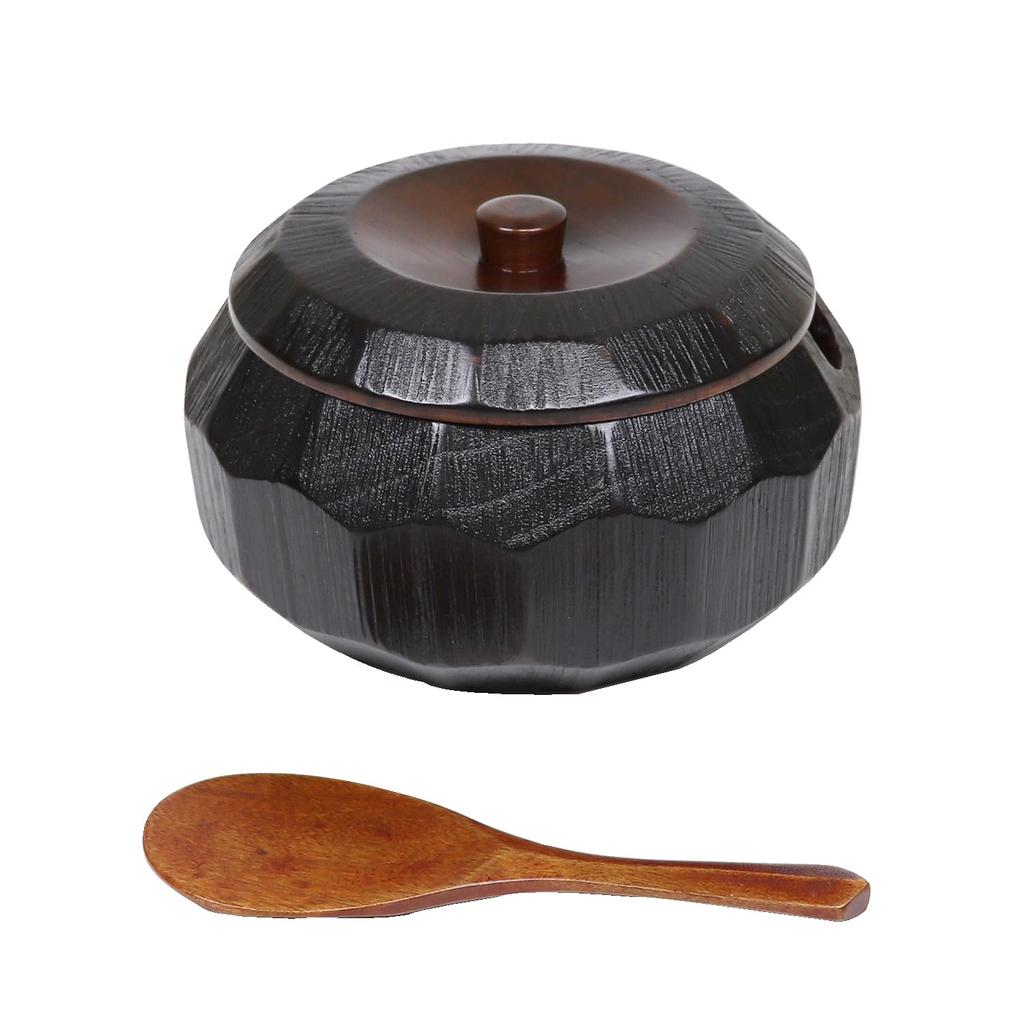 Osaka Choseido Wooden Rice Container with Rice Serves Go Spoon, 2-3 People, Approx. 1.5 (1.5 Cups)