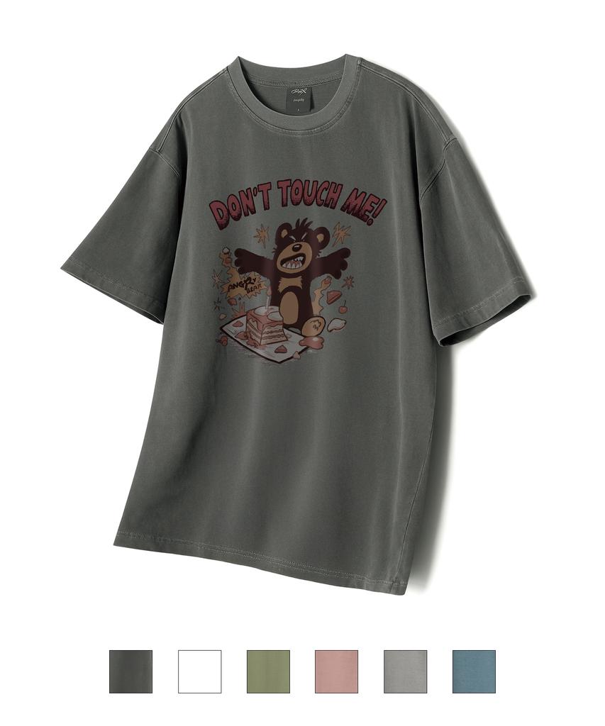 WILDROCK Hollysheesh Angry Bear Pigment Oversized Short Sleeve T-Shirt_6 Col (A Type)