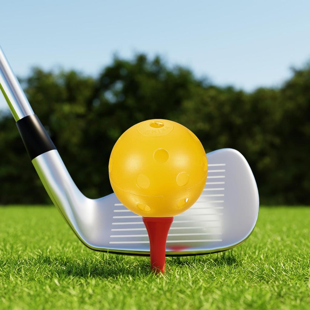 PATIKIL Golf Practice Pack of 72mm Limited Flight Plastic Golf Training Hollow Airflow Golf Balls for Driving Range Swing for Pets Balls, 6, Balls,