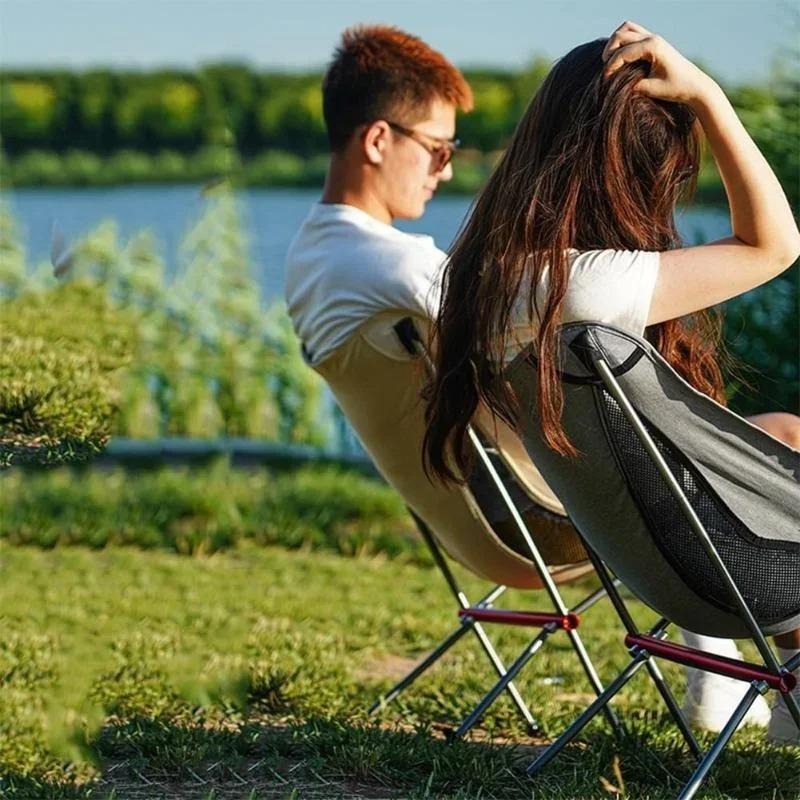 Складной кемпинговый стул с полностью алюминиевой рамой, компактный и портативный, с сумкой для переноски, для активного отдыха, пеших походов, рыбалки, бэкпекинга