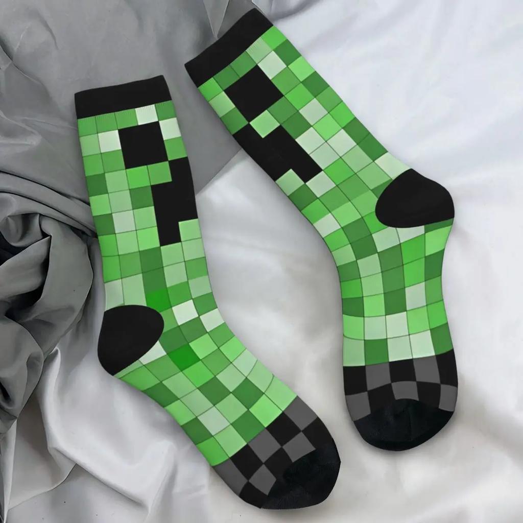 Чулки Creeper, парные зеленые камуфляжные носки, мягкие забавные носки для бега на осень, нескользящие носки на заказ, подарок на день рождения