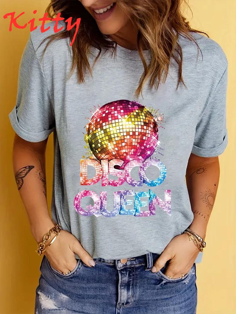 2026 New Unisex Disco Queen 70s Disco Themed Vintage Unisexs Tshirt Casual Comfort Round Neck Top Summer Unisexs Clothing
