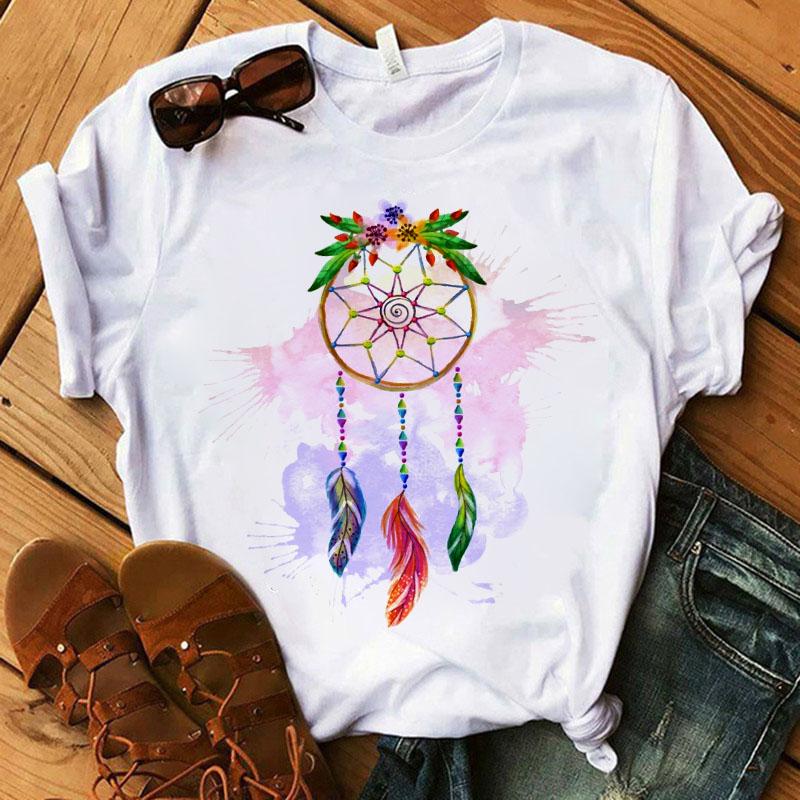Women&Amp;#39;S T-Shirt Dream Catcher Graphic Print Top Female Tee Shirts Crew Neck Summer Casual Wear Kawaii Harajuku Oversized Tshirt