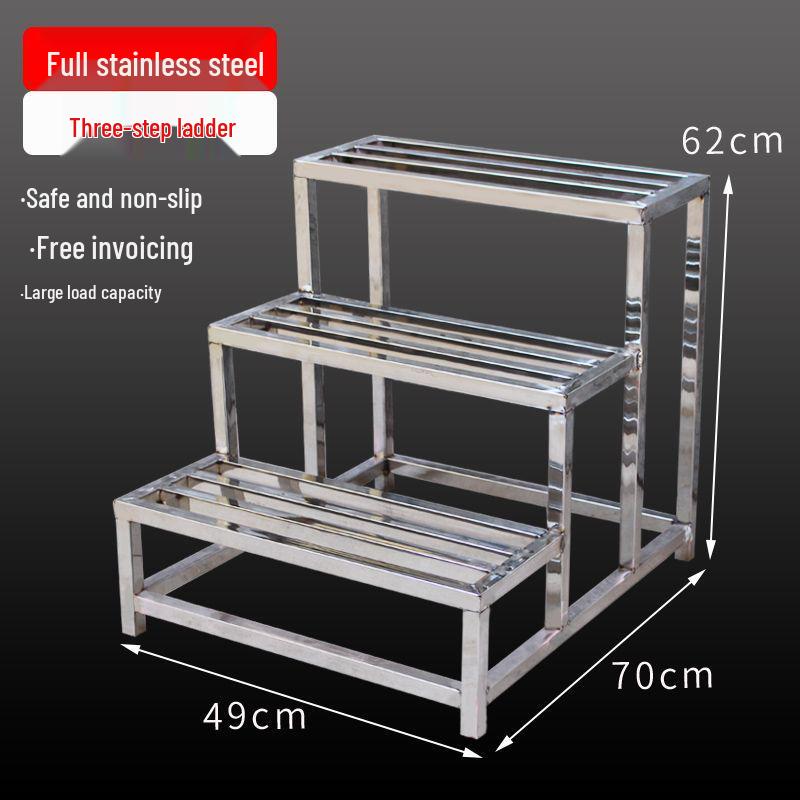 Stainless Steel 4-Step Height-Adjustable Ladder Footstool for Household & Hospital Use