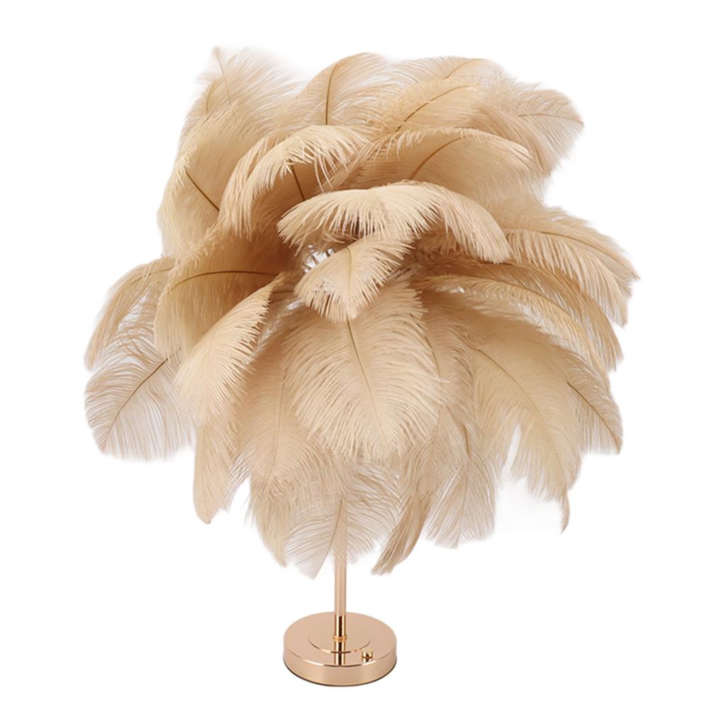 Ostrich Feather Table Lamp Rechargeable Modern Romantic Decoration Lamp Bedroom Bedside Lamp for