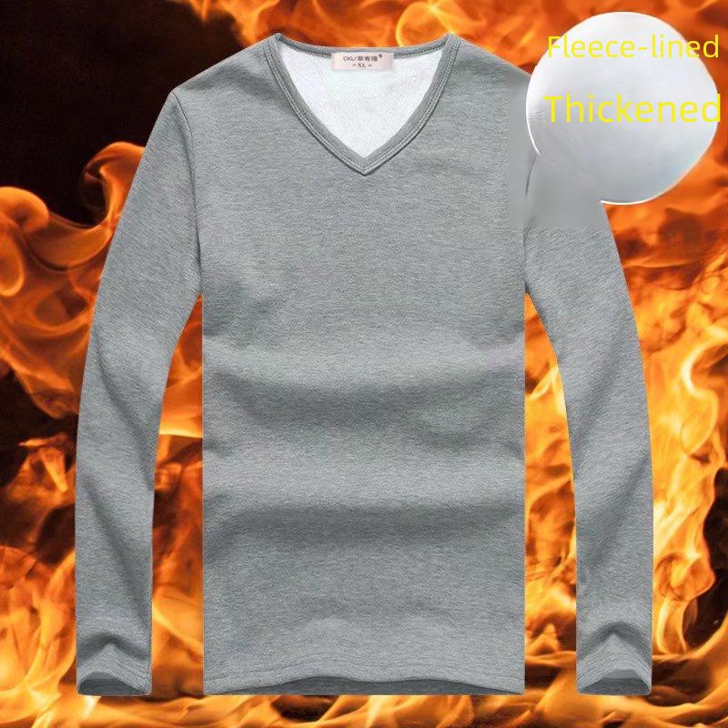 Мужской плотный бархатный топ с V-образным вырезом и длинными рукавами, термобелье