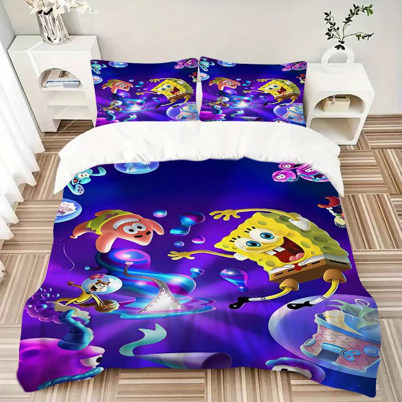 3pcs SpongeBob SquarePants Duvet Cover Set - Soft & Breathable Bedding, Includes 1 Duvet Cover and 1/2 Pillowcases (No Insert) yy251107187