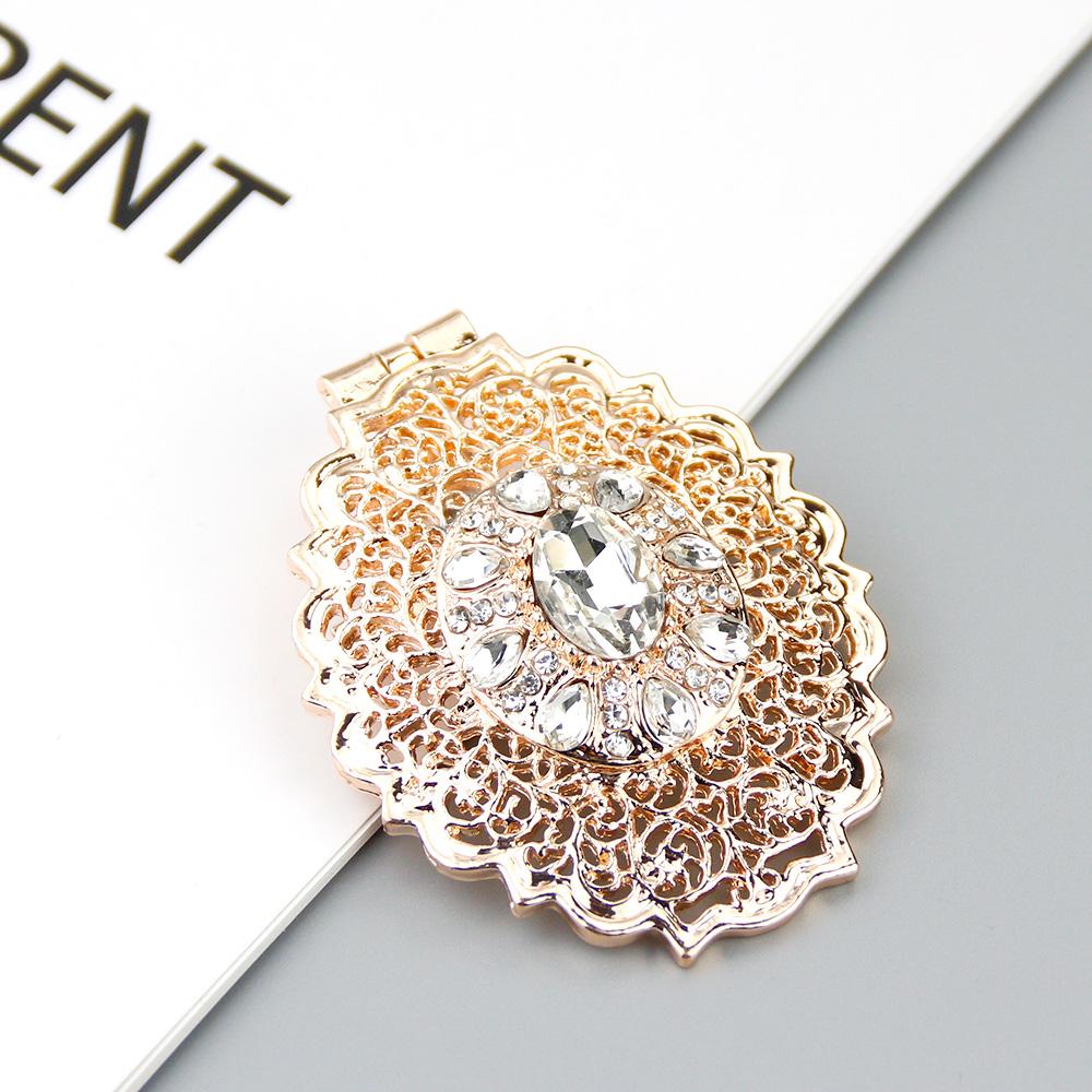 Gold Jewelry Women's Brooch Round Crystal Brooch Arabian Bride Bijoux Brooch Pendant Dual Purpose