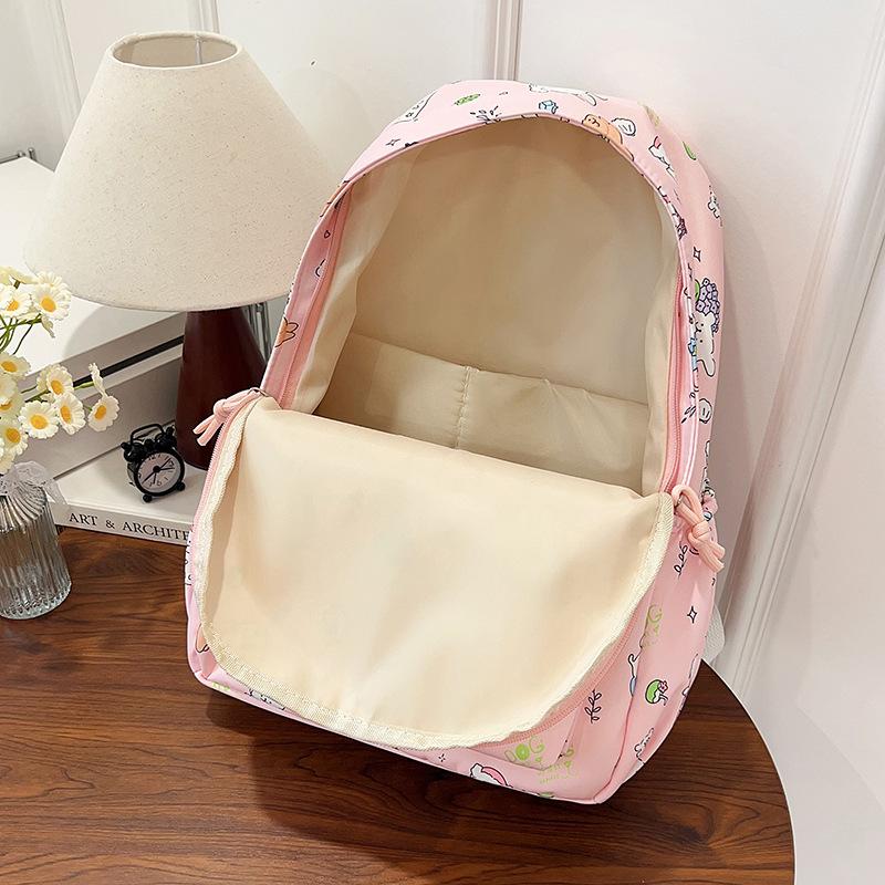 Small Fresh and Versatile Cute Girl Schoolbag Lightweight Cartoon Doodle Large Capacity Backpack for Primary and Secondary School Students