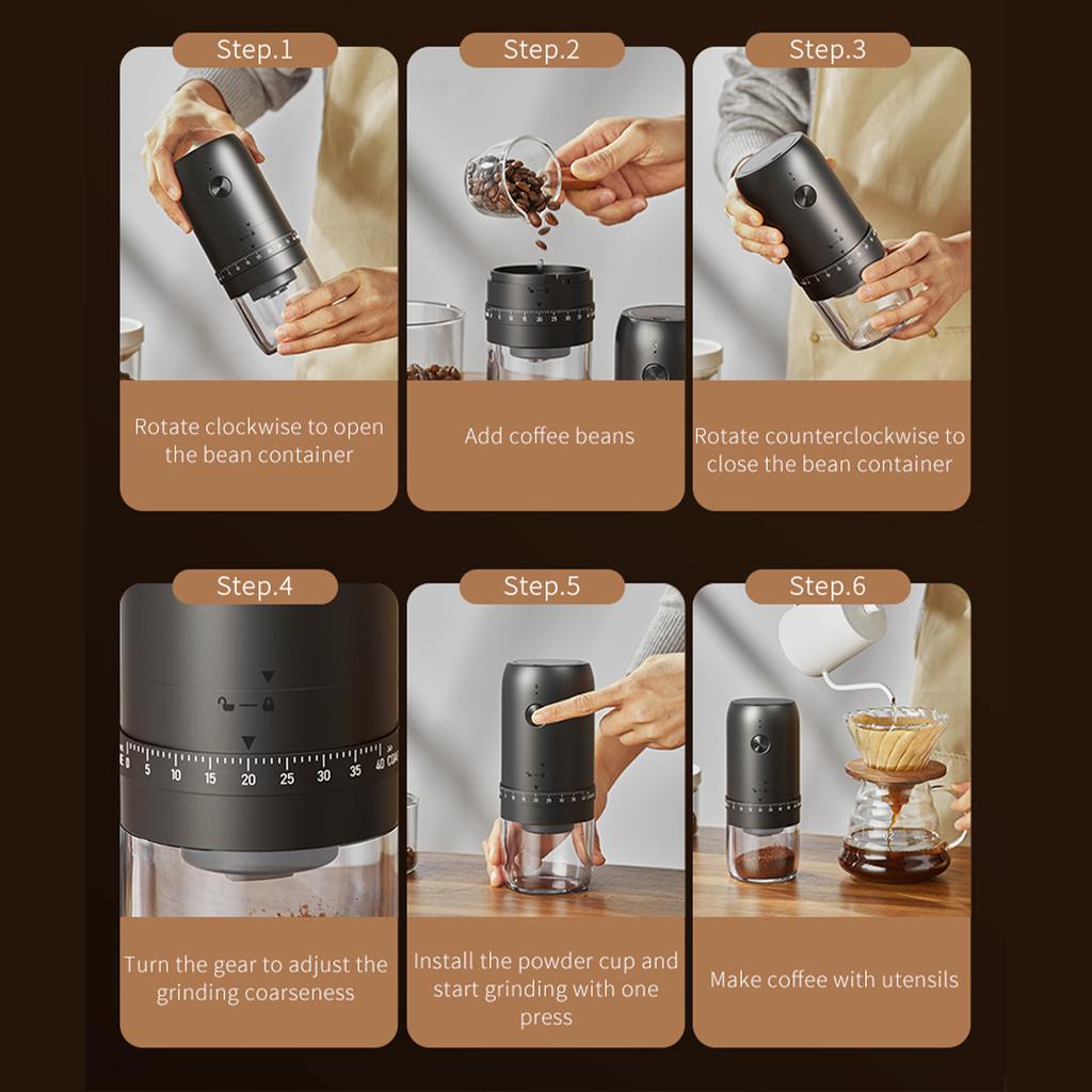 KMDJ-2AW Портативная кофемолка с 40 степенями помола, 5 лезвиями, керамическими коническими жерновами, одна