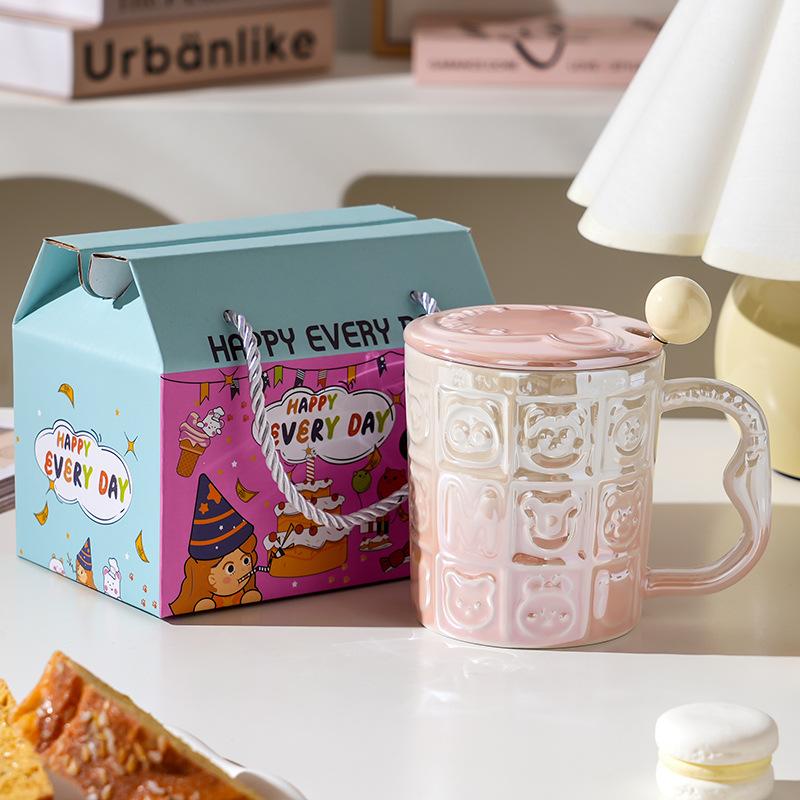 Ветряная керамическая чашка с крышкой Высокая ценность Дом Офис Пара Чашка для воды Подарочная коробка Подарок Высокий смысл