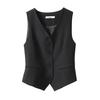 Women Formal Vest V Neck Single-breasted Sleeveless Cardigan Solid Color Loose OL Commute Office Wear Waistcoat Lady Coat