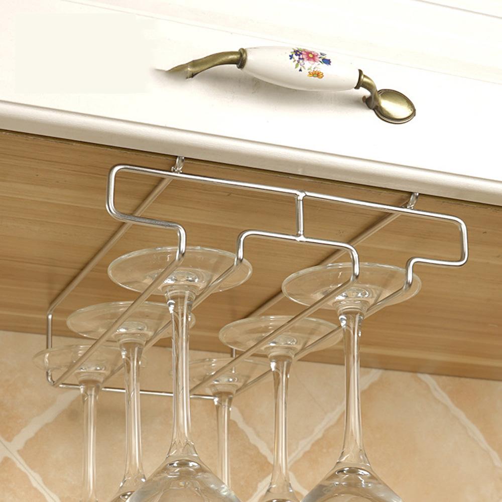 Storage Shelf Organizer Cabinet Bar Stemware Holder Cup Hanger Wine Glass Rack Hanging Rack