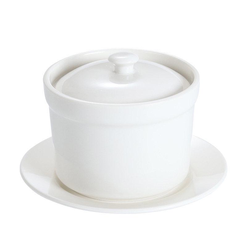 Ceramic Double Boiler Stew Pot with Lid for Soup, Bird's Nest, and Steamed Eggs