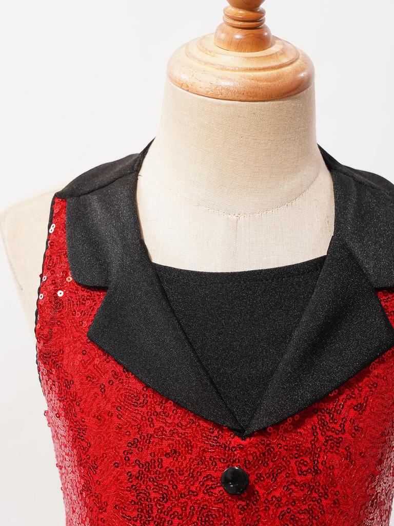 Стильное танцевальное платье в горошек для девочек, безрукавный костюм с воротником и пайетками на спине, сетчатая юбка, одежда для выступлений