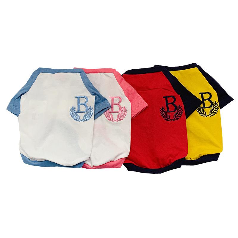 Летний свитер для собак Корейская версия одежды для щенков Тедди Полосатая хлопковая футболка Маленькие собаки Гарфилд Кот Мими Двуногая одежда