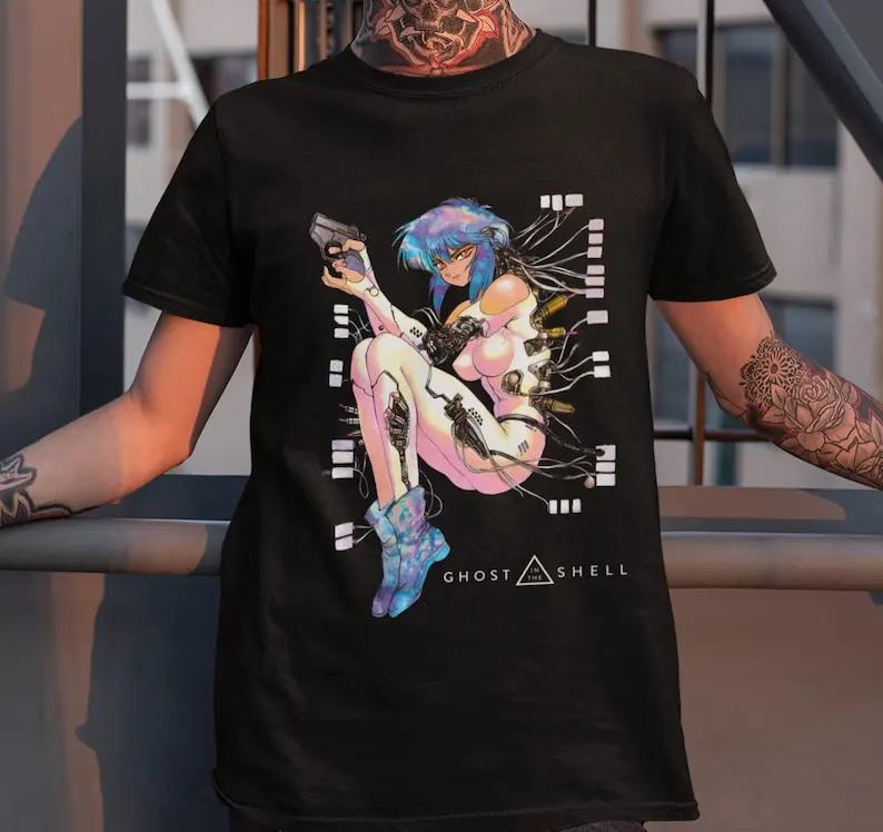 The Ghost In The Shell Anime Crewneck T-shirt, Motoko Kusanagi Anime Tee Shirt
