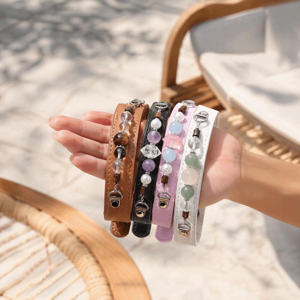 Crystal Stone Leather Pet Collar Adjustable Dog Collar Exquisite Cat Collar Puppy