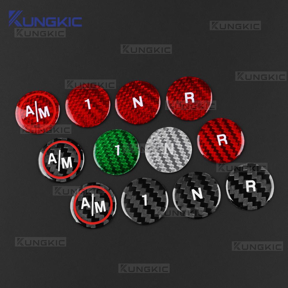 Tricolor Dry Carbon Fiber Sticker For Abarth 595 695 2012-2017 2018 2019 2020 2021 2022 2023 2024 Automatic Gear Shift Button