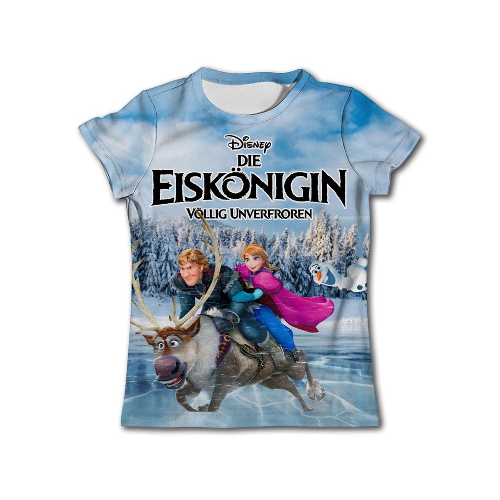 2025 Фильм Холодное сердце Анна Эльза 3D принт Футболка Девочка Топы Футболки Детская одежда Дети Костюм для детской вечеринки по случаю дня рождения