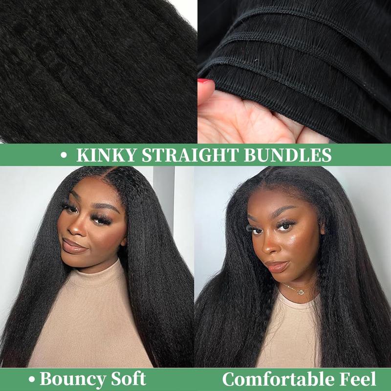 Kinky Straight Bundles 14/16/18 Inch Yaki Straight Bundles Kinkystraight BundlesVirgin For Black Women Black Synthetic