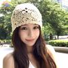 Spring Autumn Crochet Woven Women's Wool Knitted Hat Thin Hollow Out Handmade Women's Crochet Hat Summer Headwrap Hat