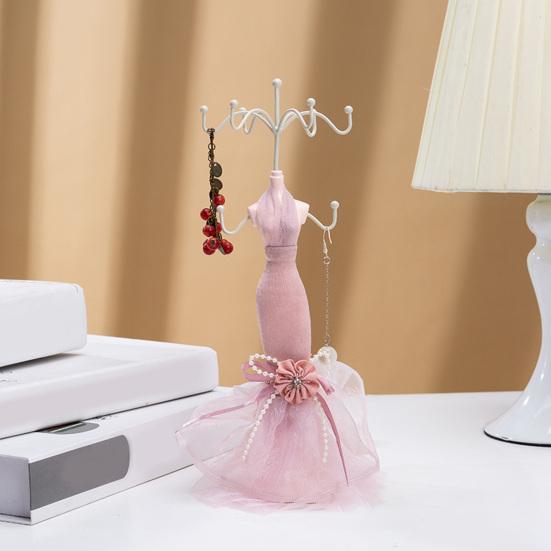 Mini Manikin Jewelry Stand Lady Mannequin Jewelry Organizer with 8 Hooks 2 Tier Necklace Bracelet Earring Ring Holder Display Stand