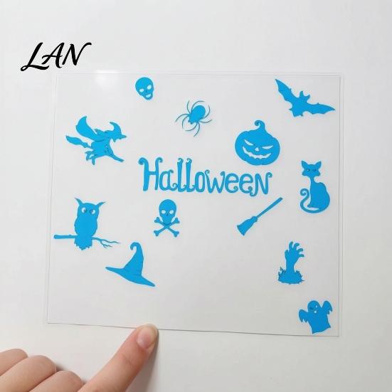 Waterproof Halloween Decal Glow in The Dark Wall Stickers, Luminous Decals with Ghost Cat Window Stickers Pumpkin Bat Witch Patterns, Peel and