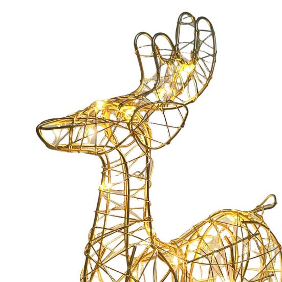 3D Рождественское украшение Олень на батарейках Предварительно освещенный Железный Олень с 30 светодиодными лампами Наружный Внутренний Светящийся Стоящий Олень для Сада Двора Газона