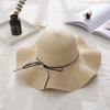 French Style Folding Straw Hats Spring Summer Women's Sun Hat Pearls Strap Straw Hat  Female