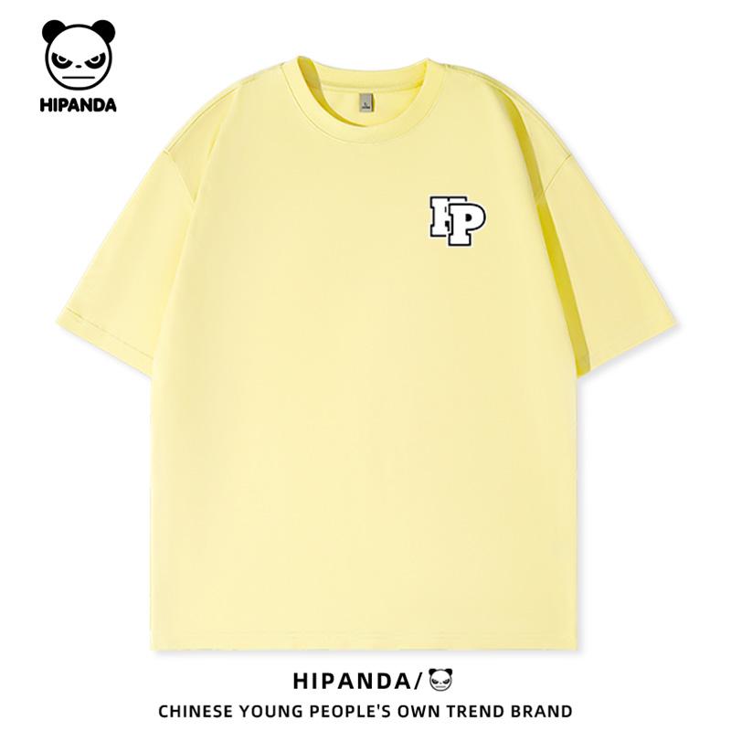 HiPanda American Embroidered Printed Loose Round Neck Cotton Casual T-shirt Heavy Weight Double Yarn Breathable Short Sleeve