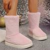 Обувь для женщин Зимние женские сапоги с круглым носком из цельного флоксового плюша Теплые Водонепроницаемые повседневные зимние сапоги для женщин