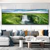 Nature Iceland Green Grass Waterfall Canvas Painting Nordic Landscape Posters and Prints Wall Art Pictures Home Decor No Frame