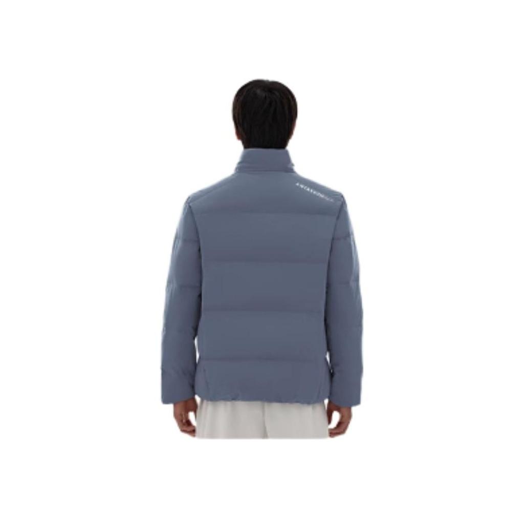 Anta Тренировочная серия FW22 однотонная толстая куртка-пуховик с принтом букв на молнии и воротником-стойкой, мужская верхняя одежда, серая 952247944-3