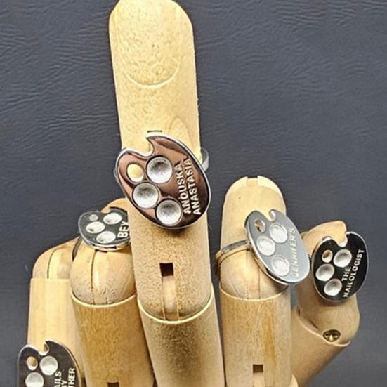 Палитра для дизайна ногтей, набор колец, носимые кольца для пальцев, металлические маникюрные инструменты, мини-палитра для красок, кольца для пальцев, палитра для смешивания цветов для дизайна ногтей на кончиках пальцев