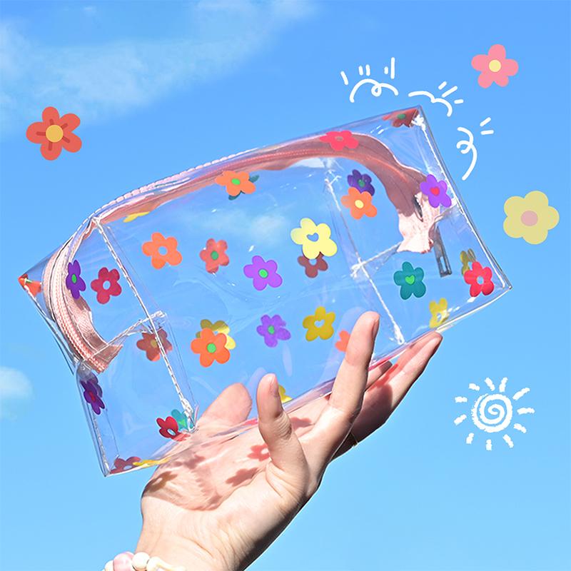 Portable Transparent Makeup Bag Zippered PVC Cosmetic Pouch for Women Travel Toiletry Storage Bag