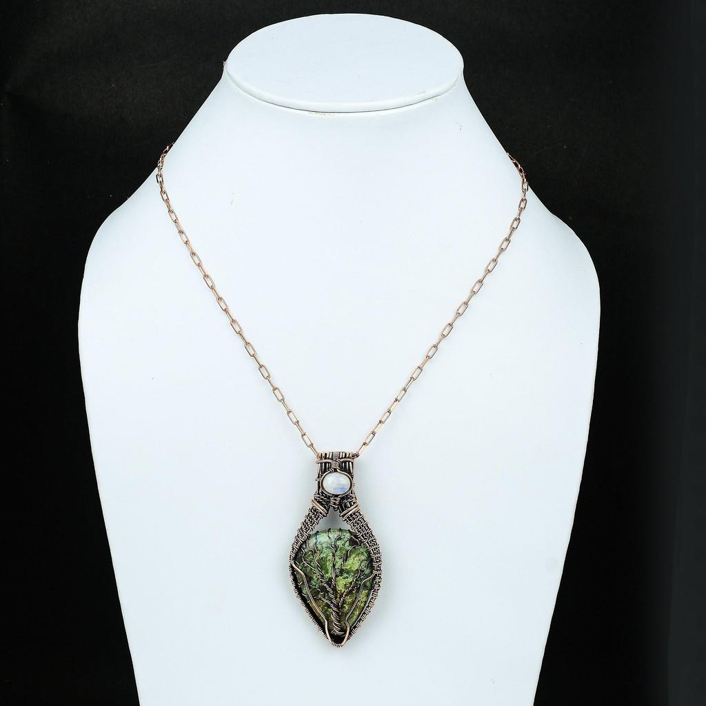 Древо Жизни Тибетская Бирюза Медный Кулон Медная Проволока Обернутые Ювелирные Изделия Ювелирные Изделия Из Драгоценных Камней Радуга Кулон Лунный Камень Ювелирные Изделия Древо Жизни