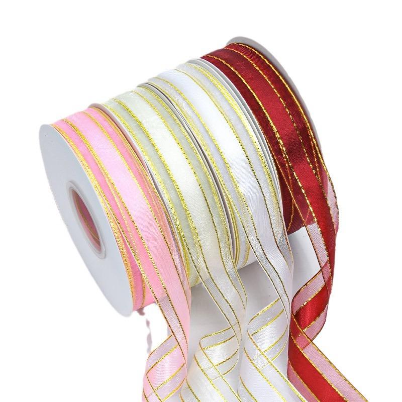 Декоративный романтический и уютный алфавит ручной работы с золотым краем из атласной пряжи, прозрачная лента, цветная лента для упаковки торта на день рождения, галстук, цветочные украшения