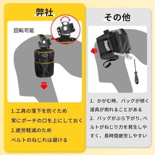 aninako Waist Pouch, Nail Pouch, 2-Tier, Spring-Locked Closure, Detachable Tool Holder, Easy To Attach and Remove, Belt-Attachable, High-Density Nylon