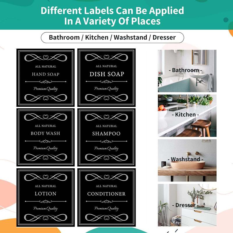 500 мл 2 упаковки ПЭТ-бутылки с дозатором-насосом Бутылка-дозатор для мыла Шампунь-лосьон Бутылка-насос для душа Контейнер для жидкости с 6 водонепроницаемыми этикетками