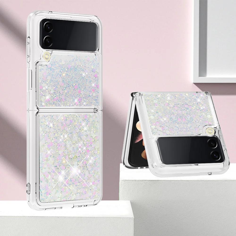 For Samsung Z Flip 6 5 Luxury Quicksand Glitter Case For Samsung Galaxy Z Flip 6 Zflip 3 4 5 6 Gradient Bling Shockproof Cover