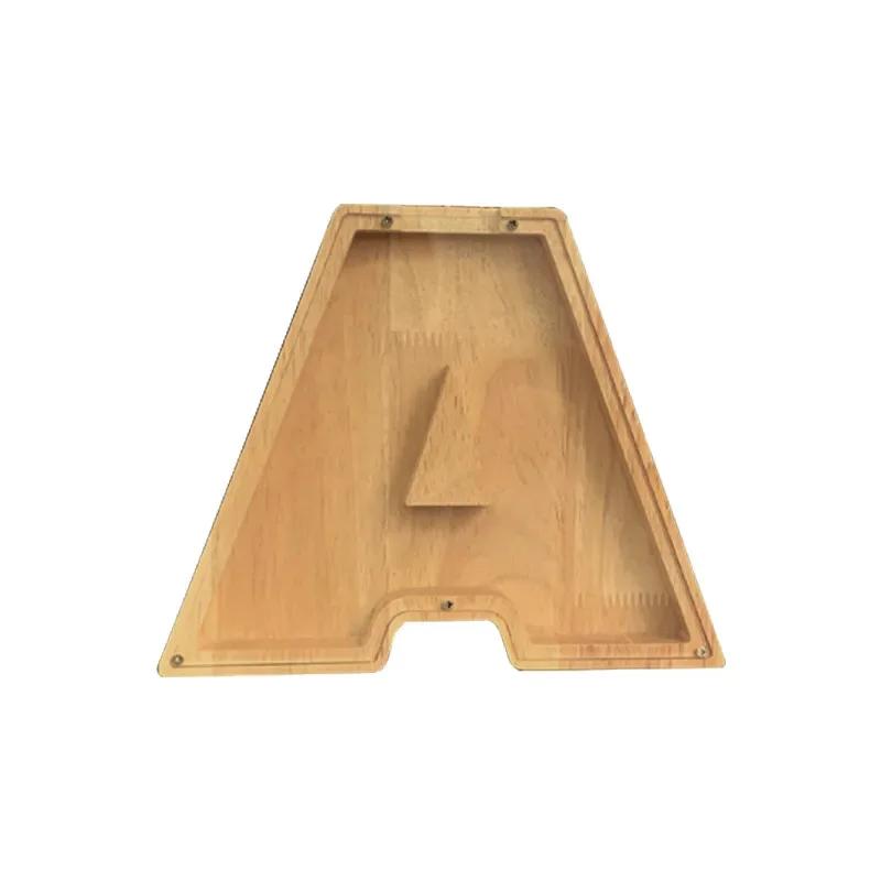 Домашнее украшение 26 букв деревянная копилка с персонализированной прозрачной стеклянной копилкой для детей Подарок детям