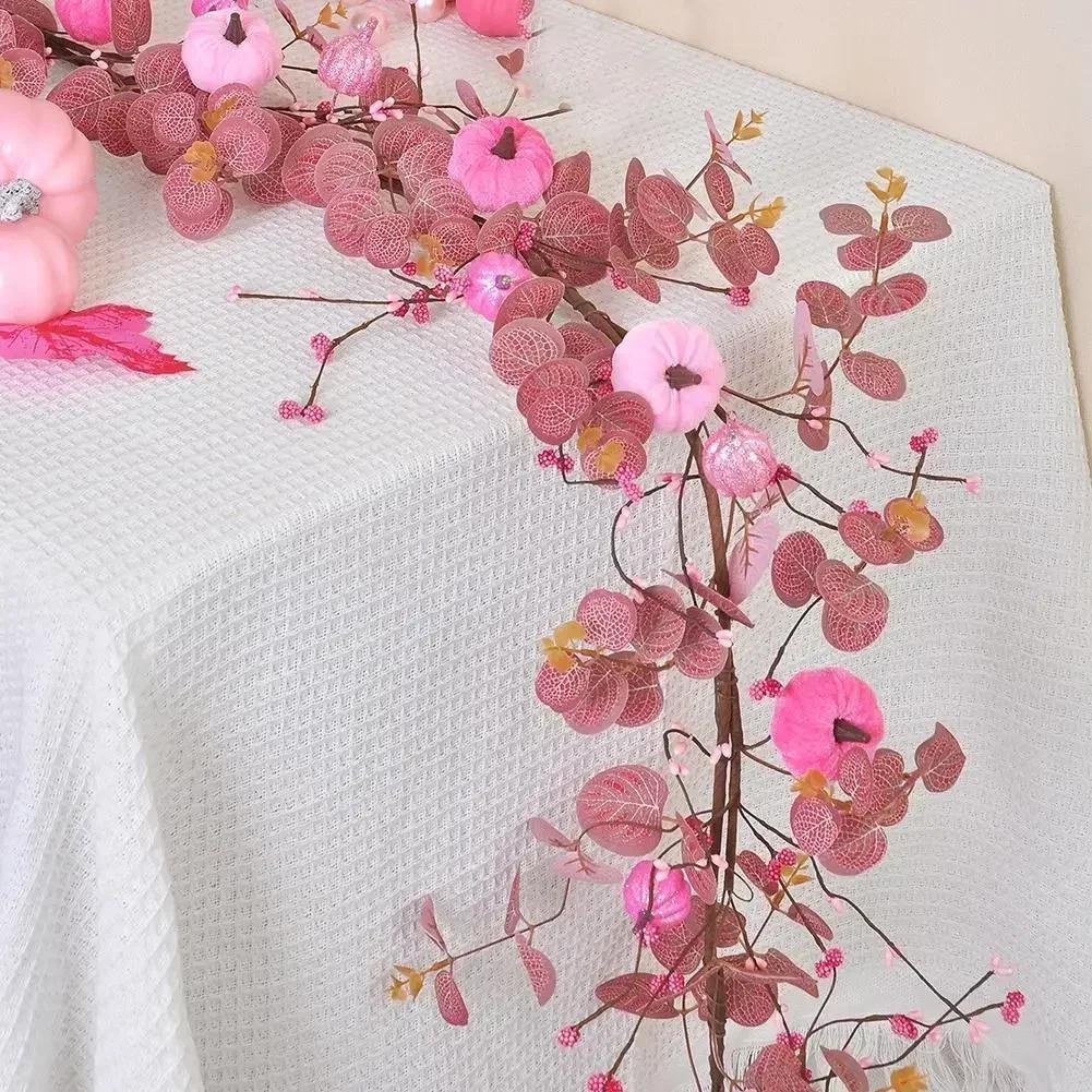 Pumpkin Vine Garland for Thanksgiving and Fall Decoration Made of Plastic and Fabric Suitable for Home and Event Use