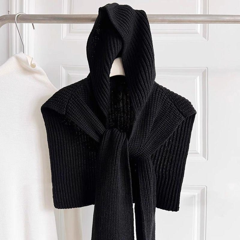 Design Sense Hooded Shawl Women Lazy Wind Autumn and Winter Outside with Navy Collar Scarf Warm Scarf Hat Integrated