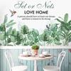 2pcs Tropical Green Leaves Wall Stickers Removable Diy Wall Decal For Living Room Bedroom Decoration