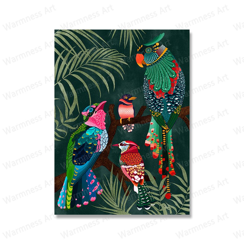 Palm Tree Tropical Botanical Wall Art Canvas Painting Picture Ocean Jellyfish Rainbow Posters Animal Birds Prints for Home Decor No Frame