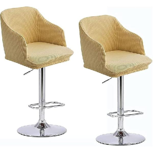 Set of 2 Dining Chair Covers Slipcover with Armrest Curved Back, Height Bar Stools Covers Back Chair Protector for Dining,B