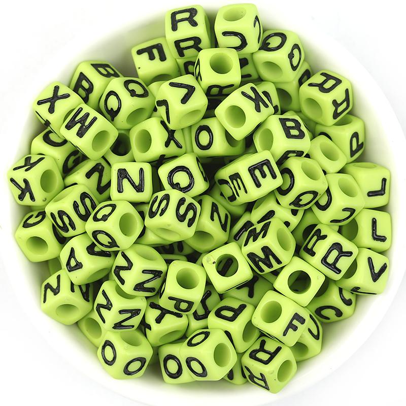 100pcs/lot Mixed Letters A-Z Acrylic Square Beads Numbers Heart Alphabet Loose Beads For DIY HandCraft Charm Bracelet Wholesale