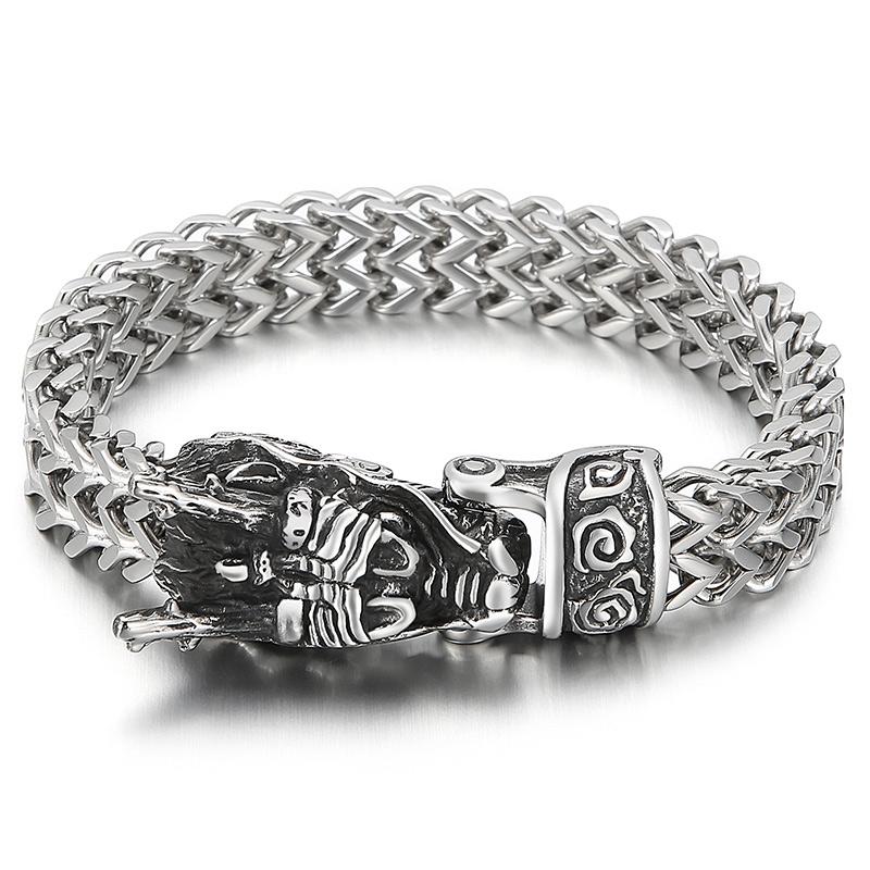 12mm Dragon Charm Bracelet with Mesh Chain - Stainless Steel 316L - KB148282-KJX