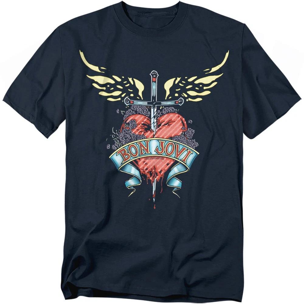 Футболка Bon Jovi с кинжалом, S-5XL, темно-синяя
